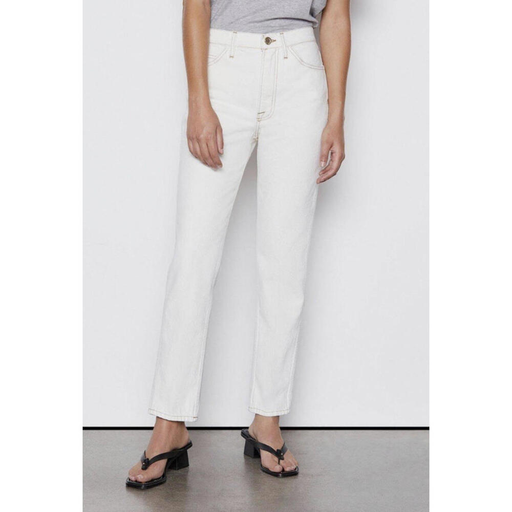 Frame Denim Womens 23 Le Italien True Straight Leg Off White